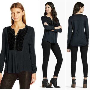 LUCKY BRAND Tunic Top Plus Size 2X Black Velvet Stretch Rayon Womens Evening NWT